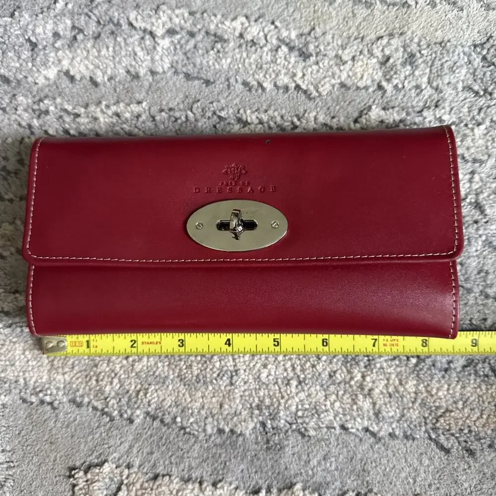 Prix De Dressage Leather Flap over Wallet Turnlock Red